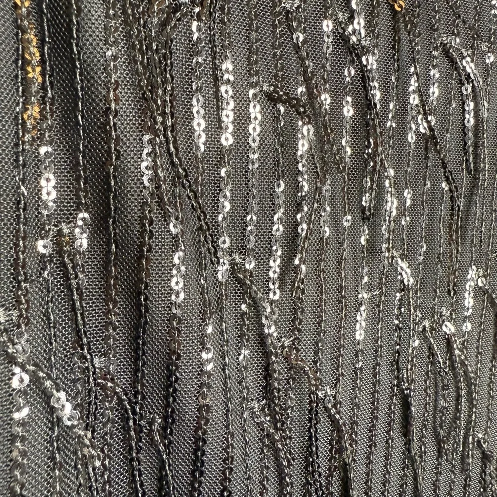 Avec Les Filles Black sequined Fringe mini Skirt NWT XS